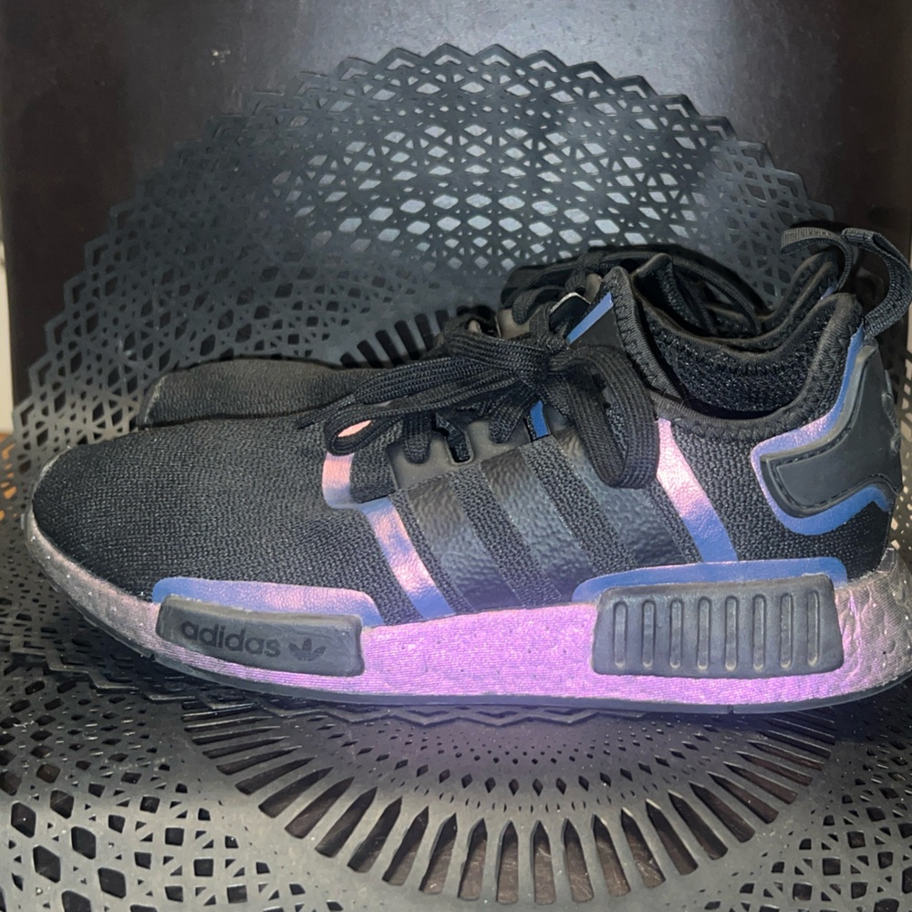Adidas NMD_R1 Black and Purple Mens Sneakers - Picture 9 of 12